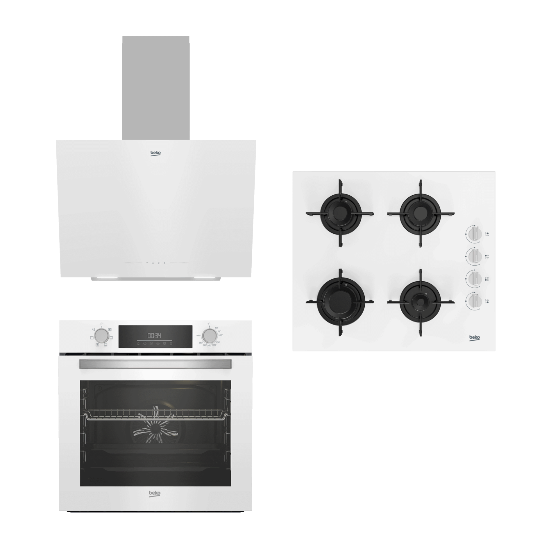 Beko Beyaz Cam Ankastre Set