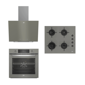 Beko Gri Cam Ankastre Set