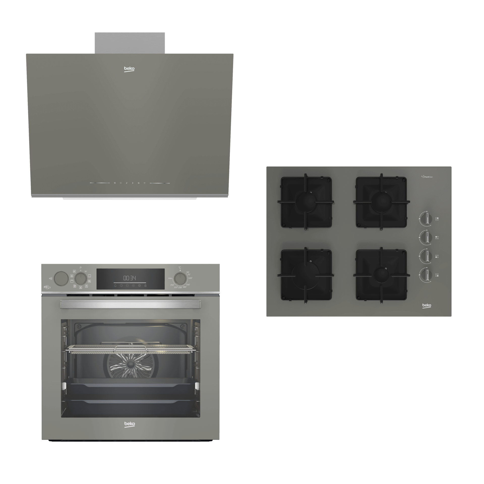 BEKO BUHAR DESTEKLİ FİTFRY GRİ ANKASTRE SETİ